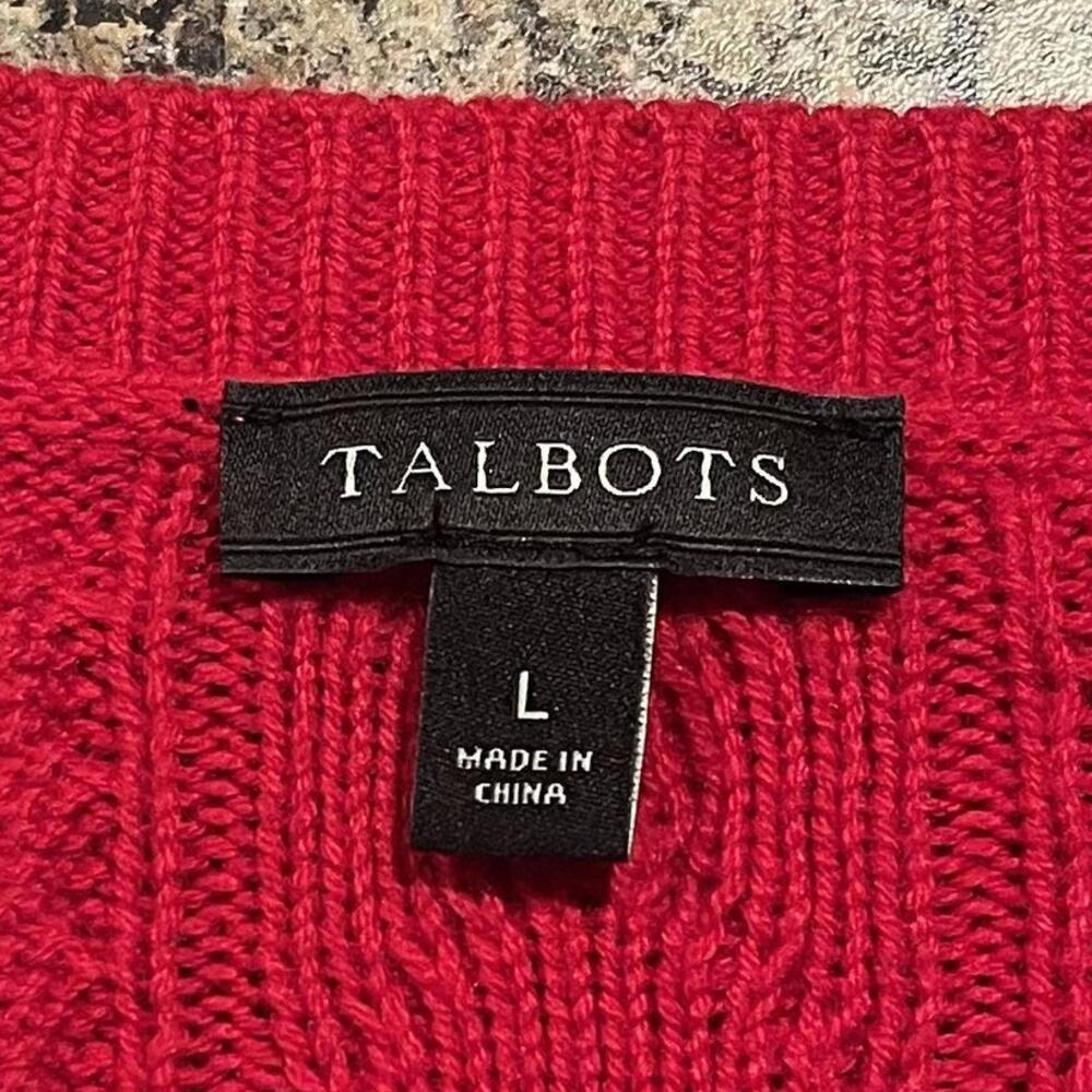Talbots Sweater Cable Knit Minimalist Classic Cozy Preppy Holiday Red Size Small - Picture 3 of 5